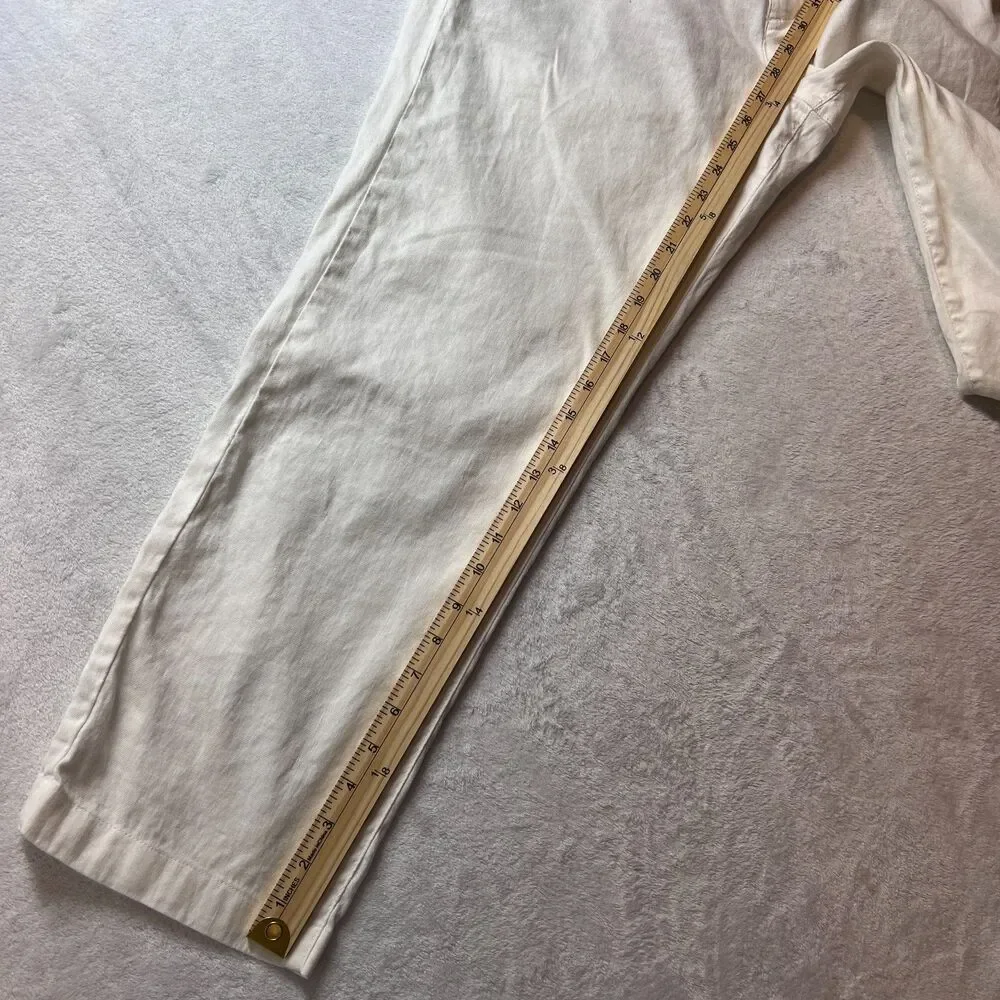 Tommy Bahama Men's White Linen Blend Elastic Waist Straight Leg Pants Size L 32